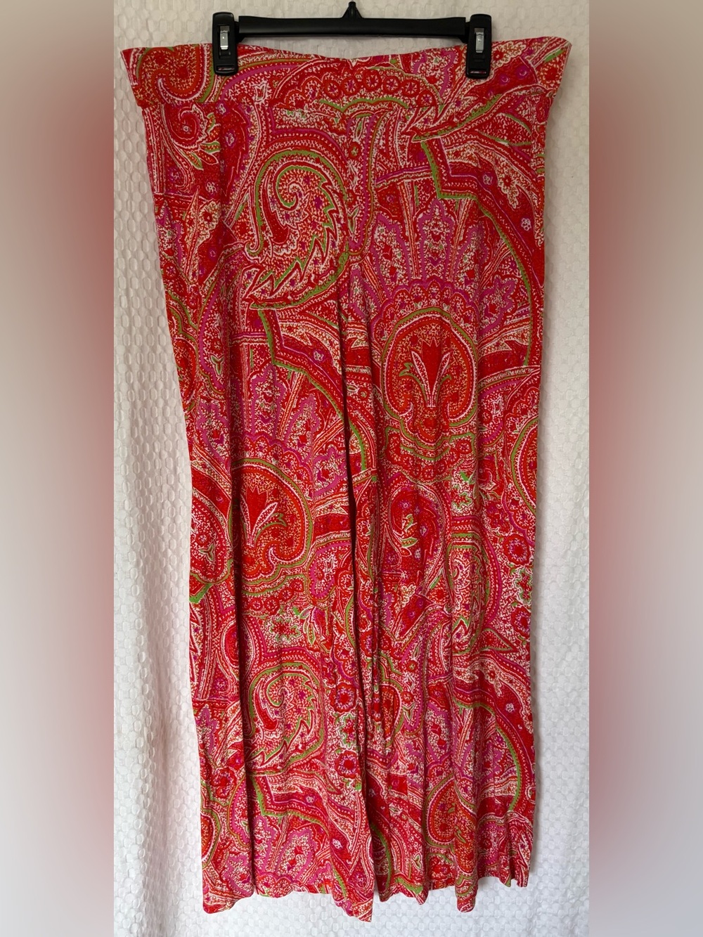 Lauren Ralph Lauren Paisley Wide Leg Palazzo Pants Pink Orange XL - Picture 2 of 5